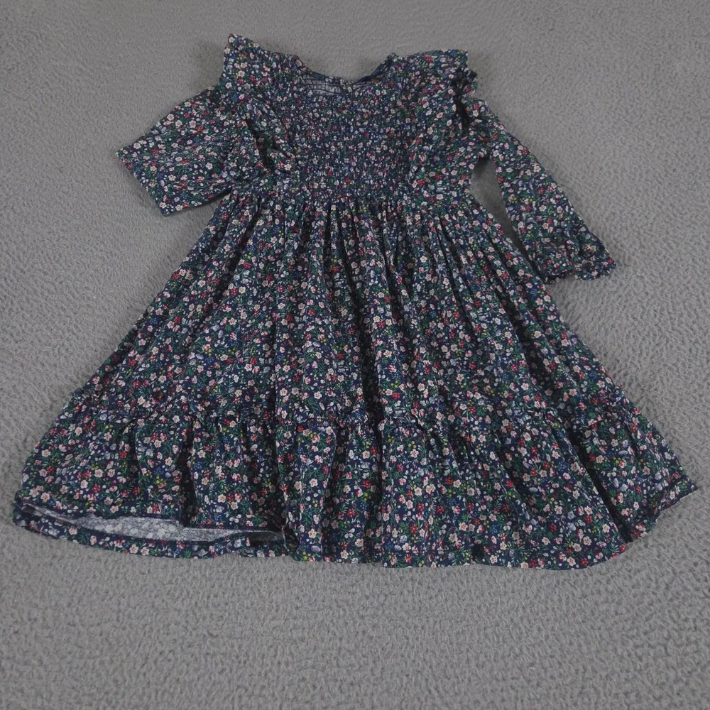 Polo Ralph Lauren Dress Girls M(8-10) Floral Smocked Cotton Jersey Ruffle Tier